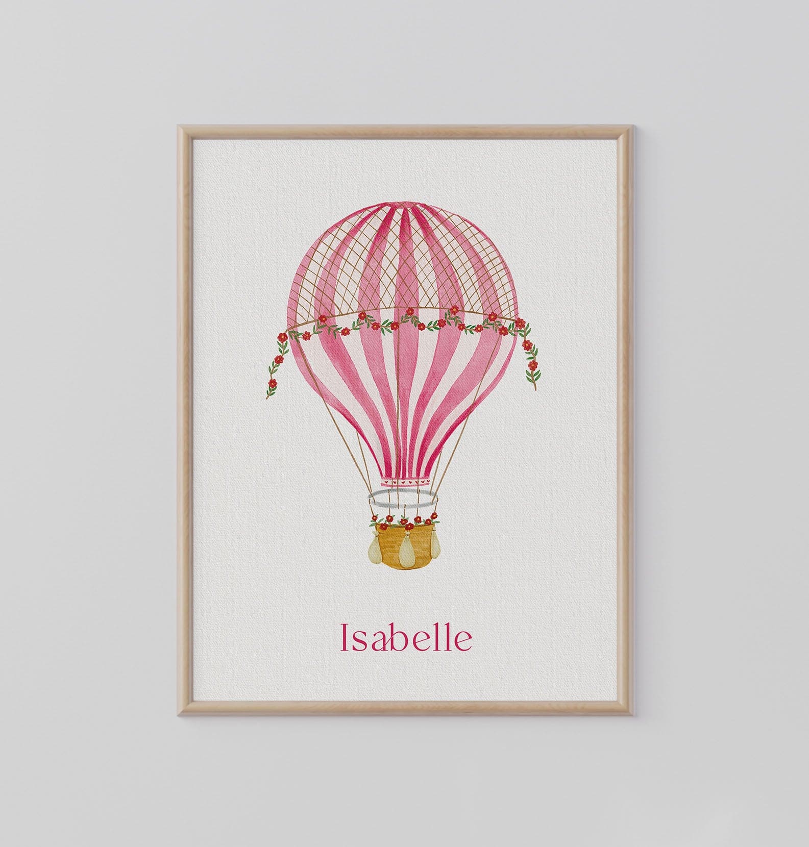 Customizable poster Hot air balloon - pink
