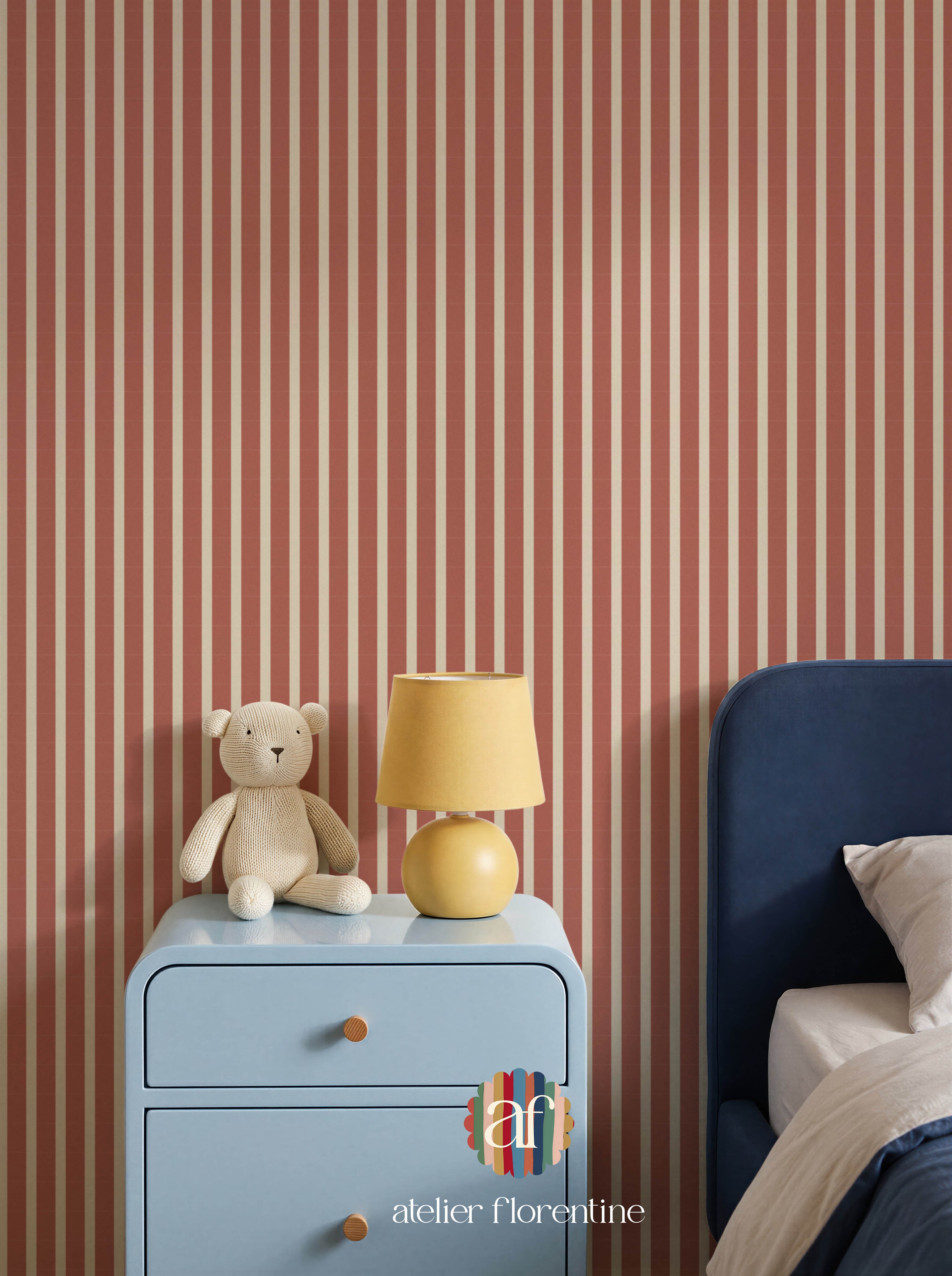 Small Stripes Wallpaper - Brick