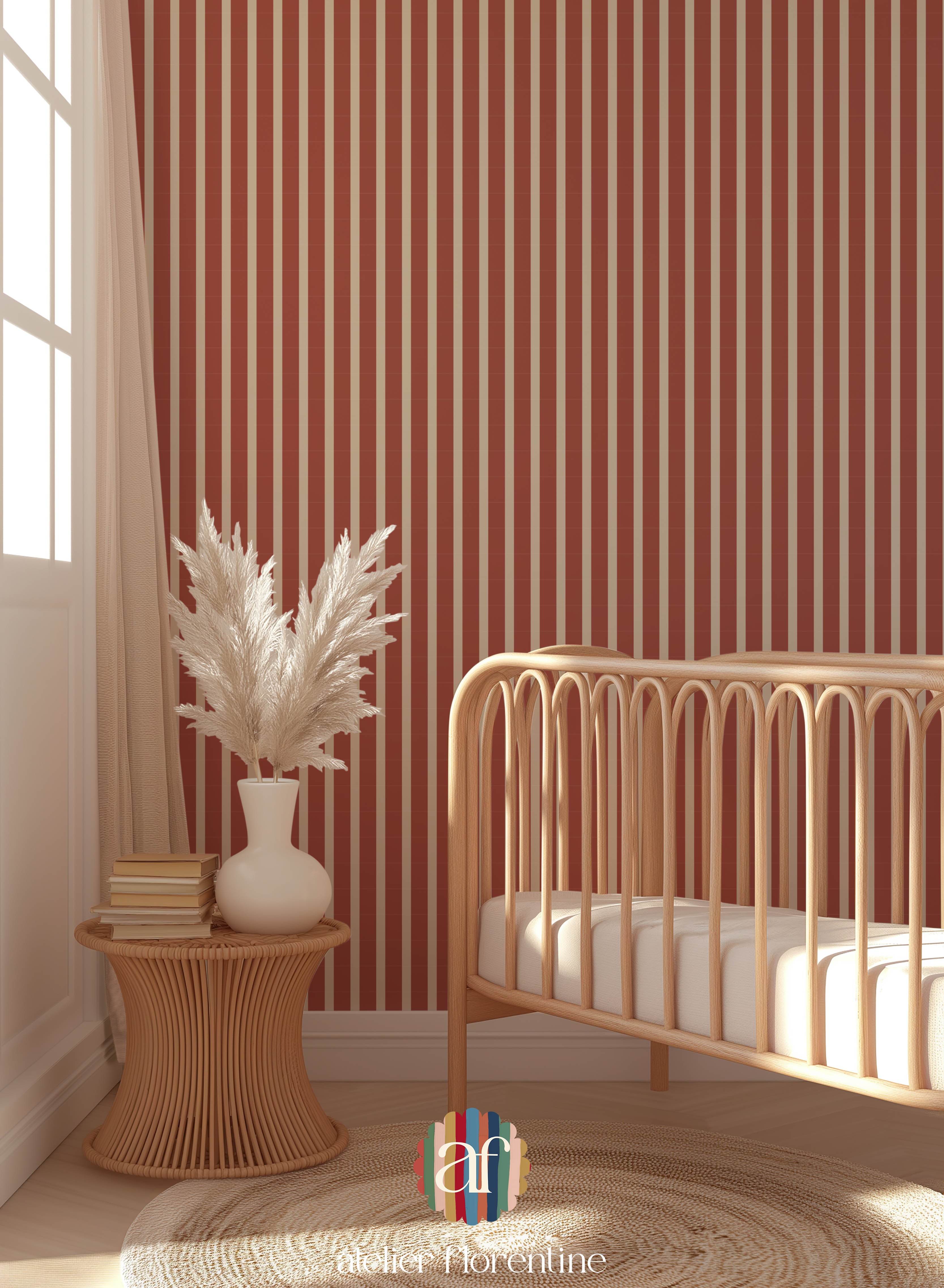 Small Stripes Wallpaper - Brick