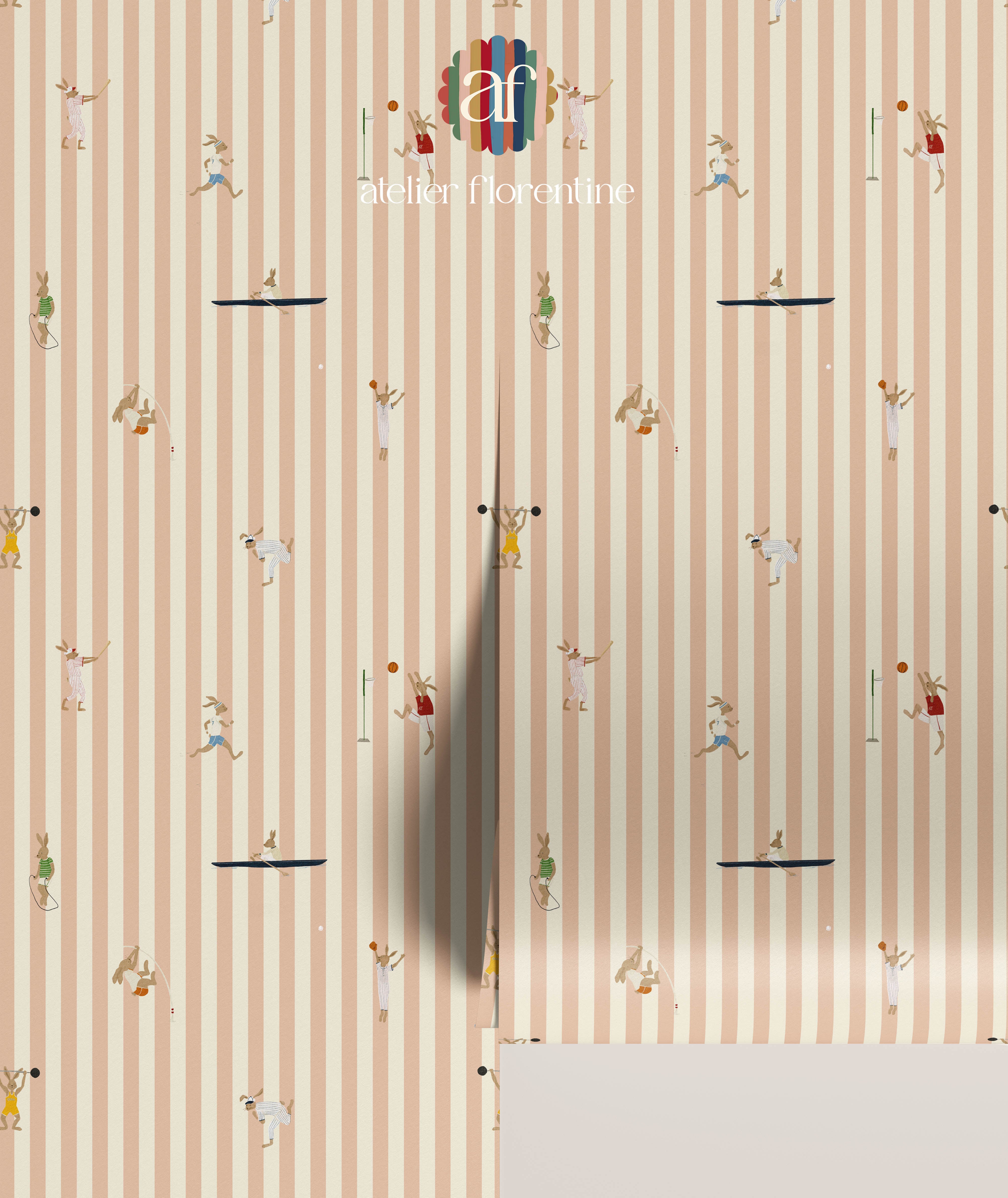 Sports Bunnies Wallpaper - sand stripes