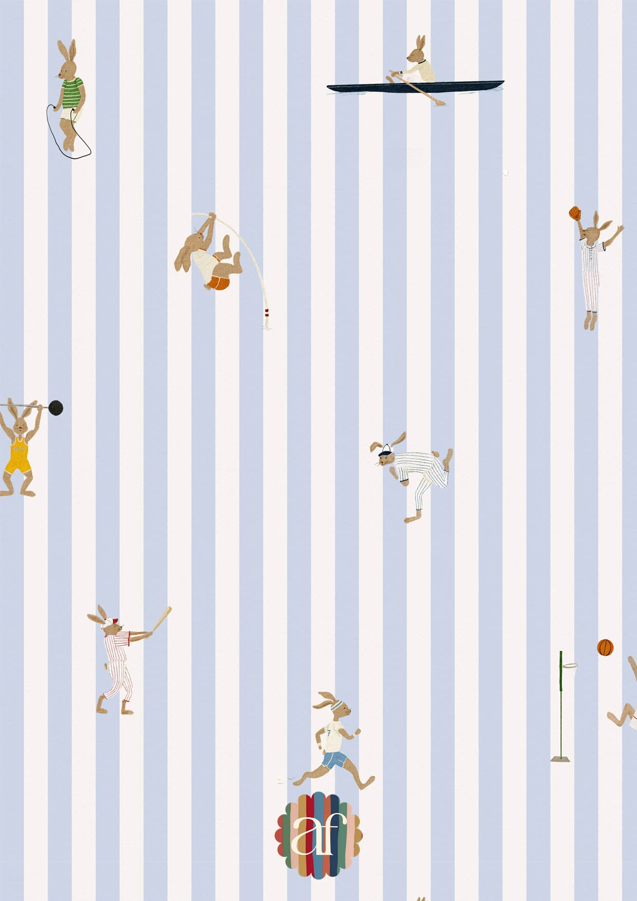 Sports Bunnies wallpaper - blue stripes