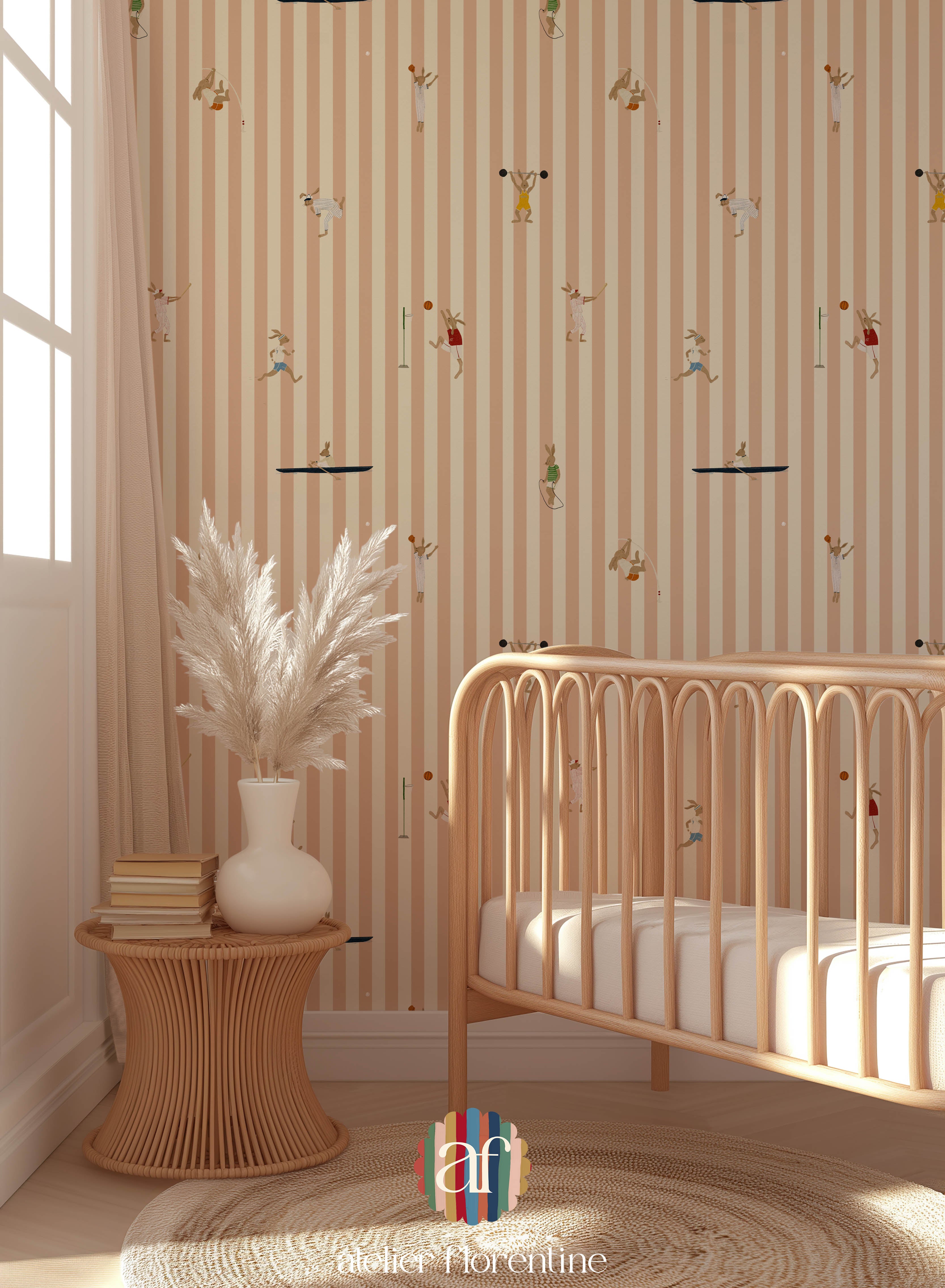 Sports Bunnies Wallpaper - sand stripes