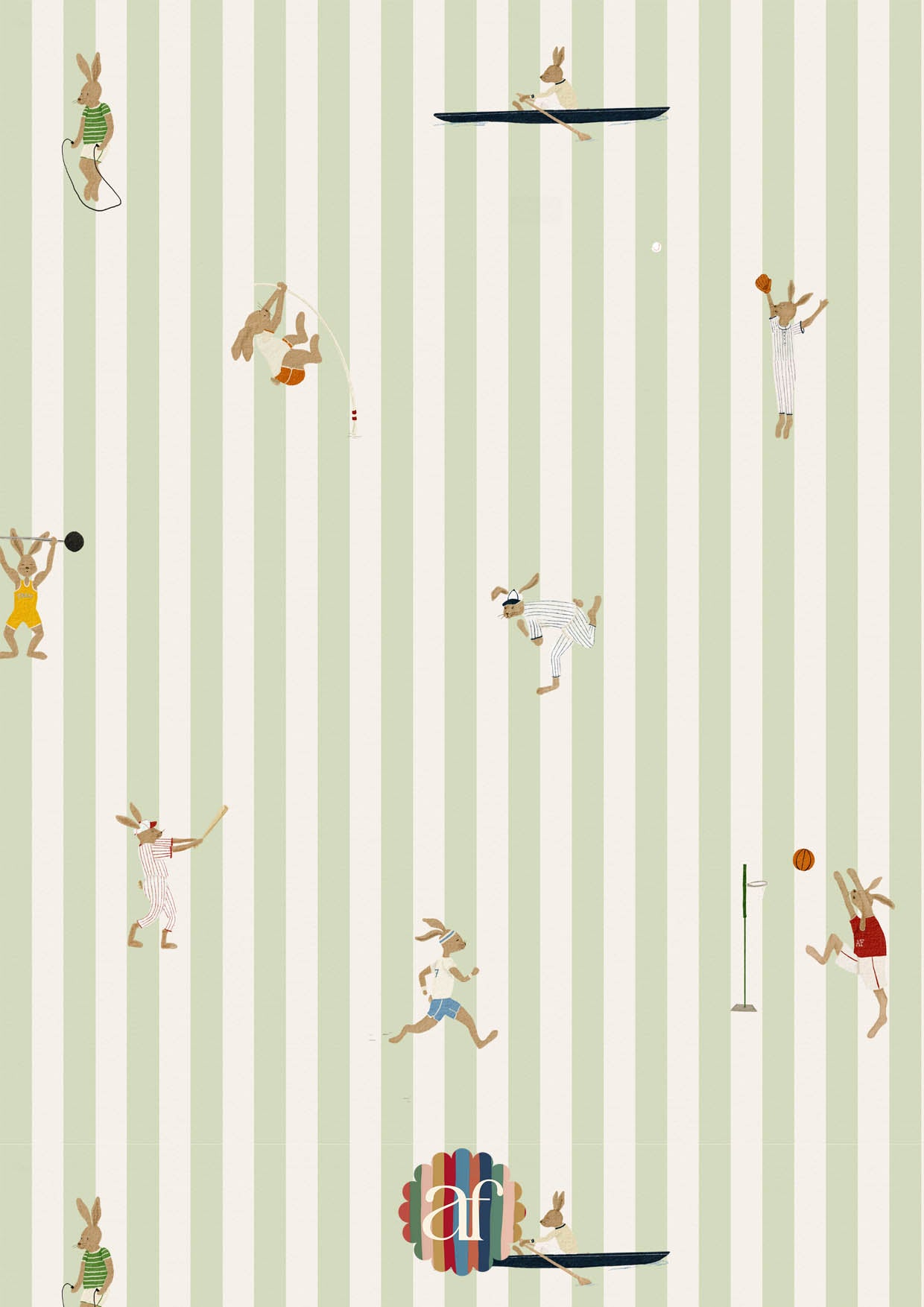 Sports Bunnies wallpaper - green stripes
