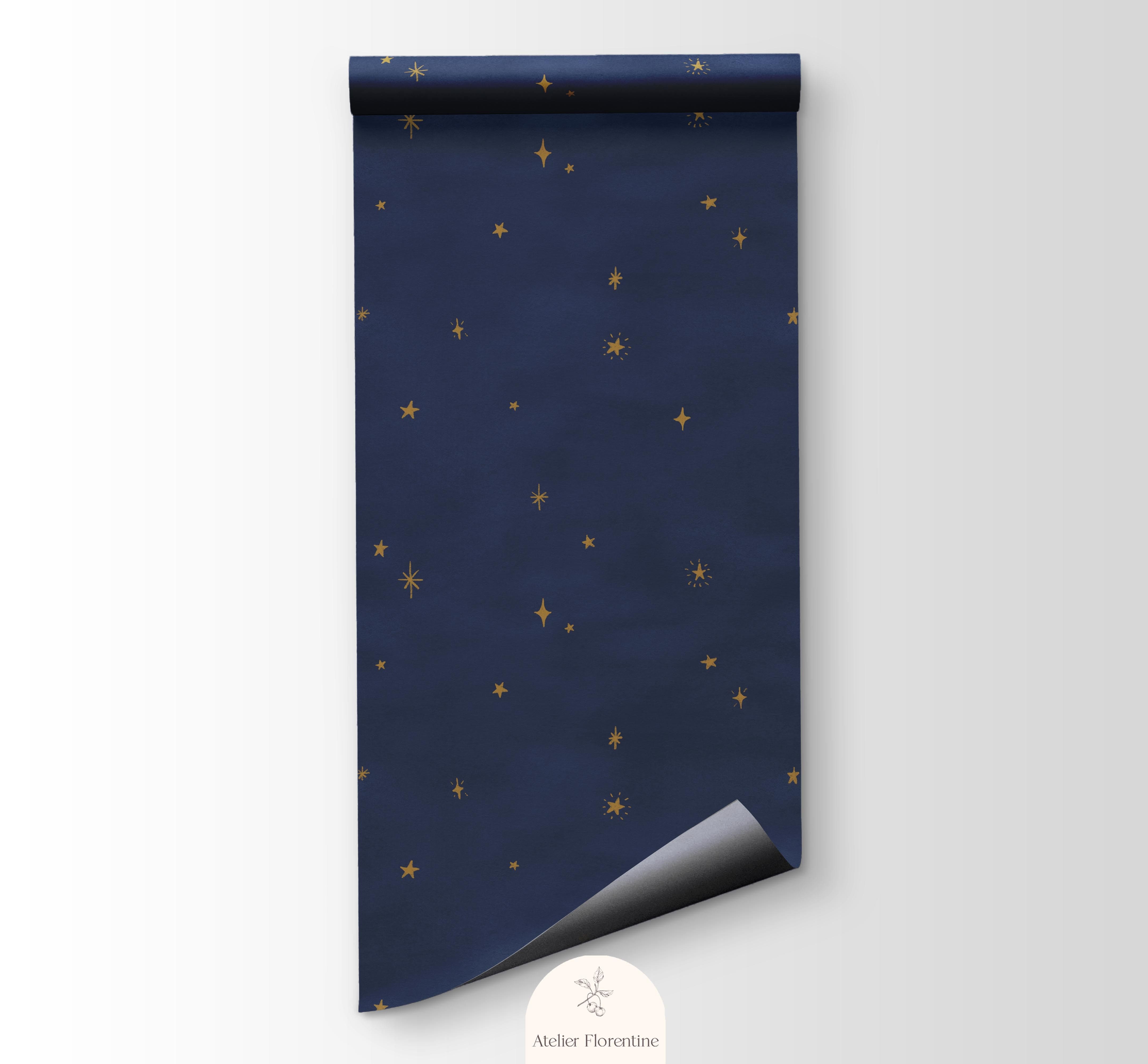 children's wallpaper stars, midnight sky, nursery decor