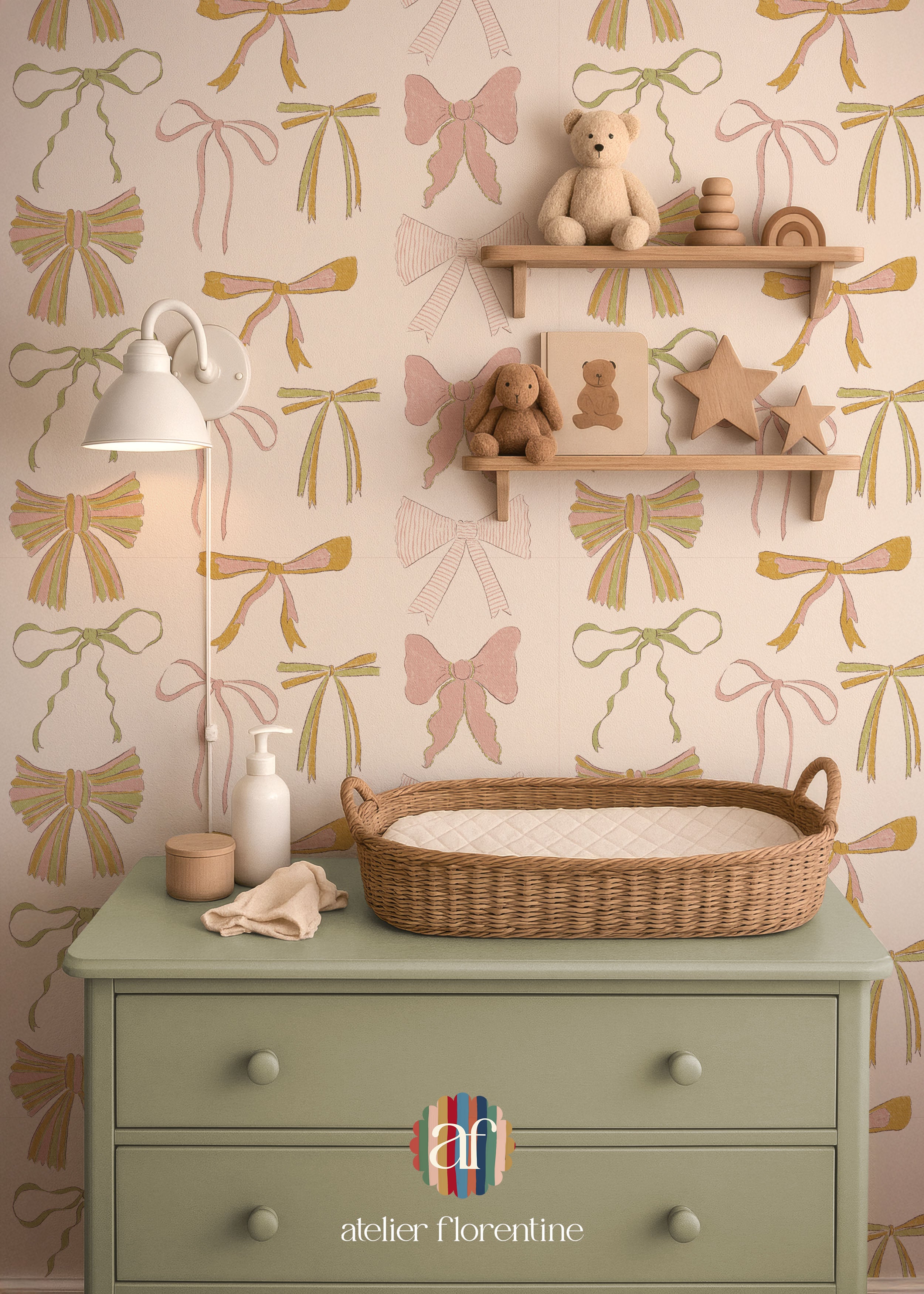 Children's wallpaper big bows pink girls room nursery wallpapers 