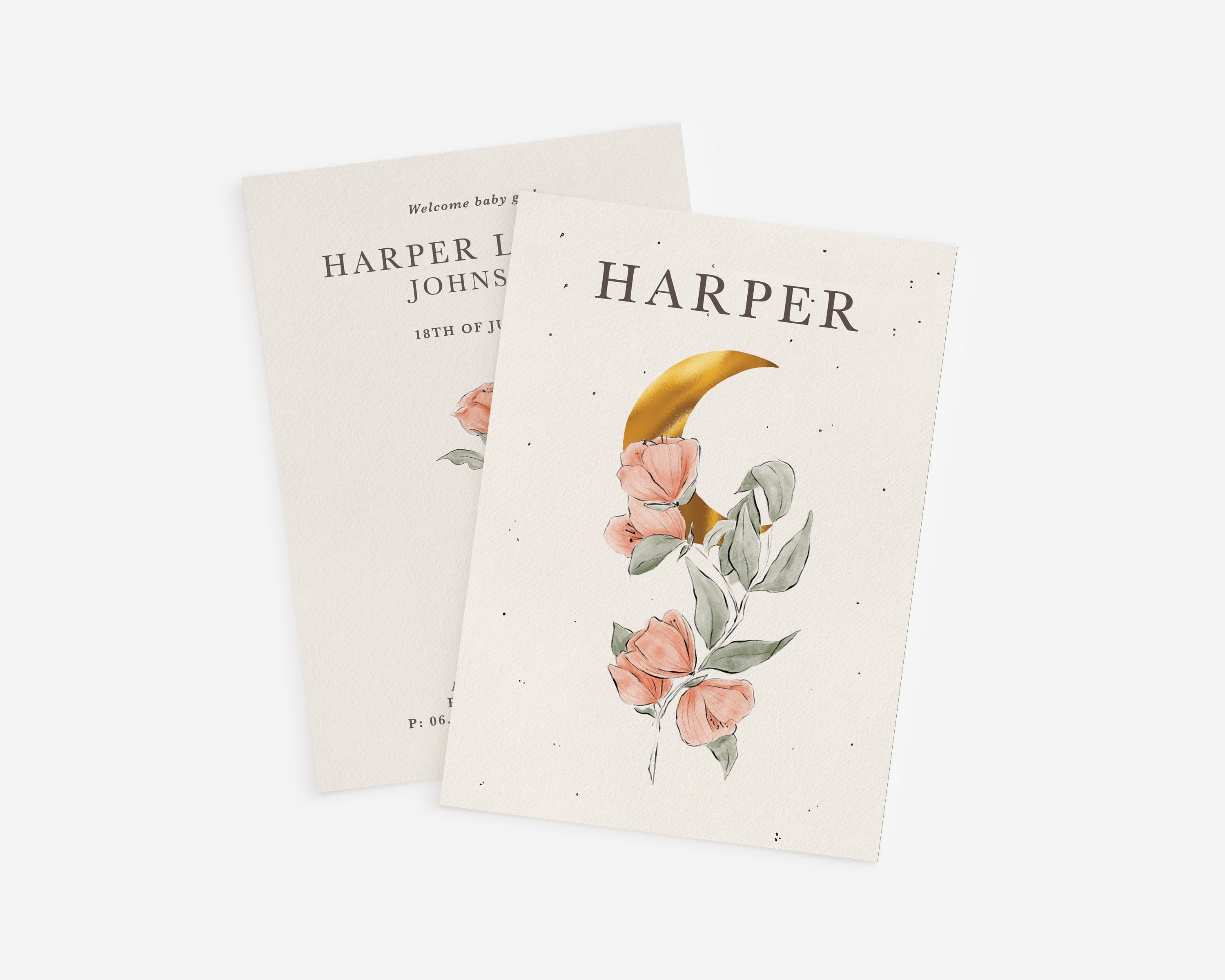 Birth Announcement Moon & Flower