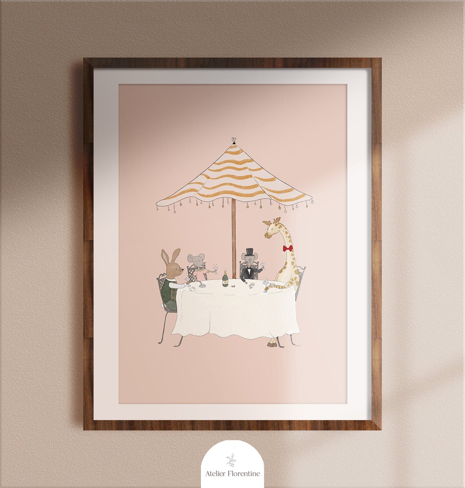 Nursery Poster Pink Animals