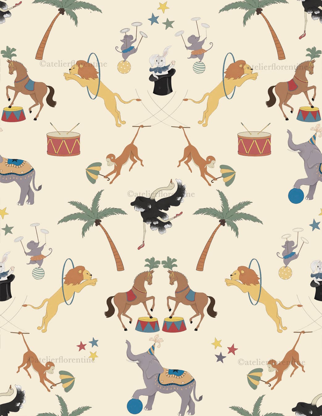 Circus wallpaper for kids and nursery. Children's wallpapers animals
