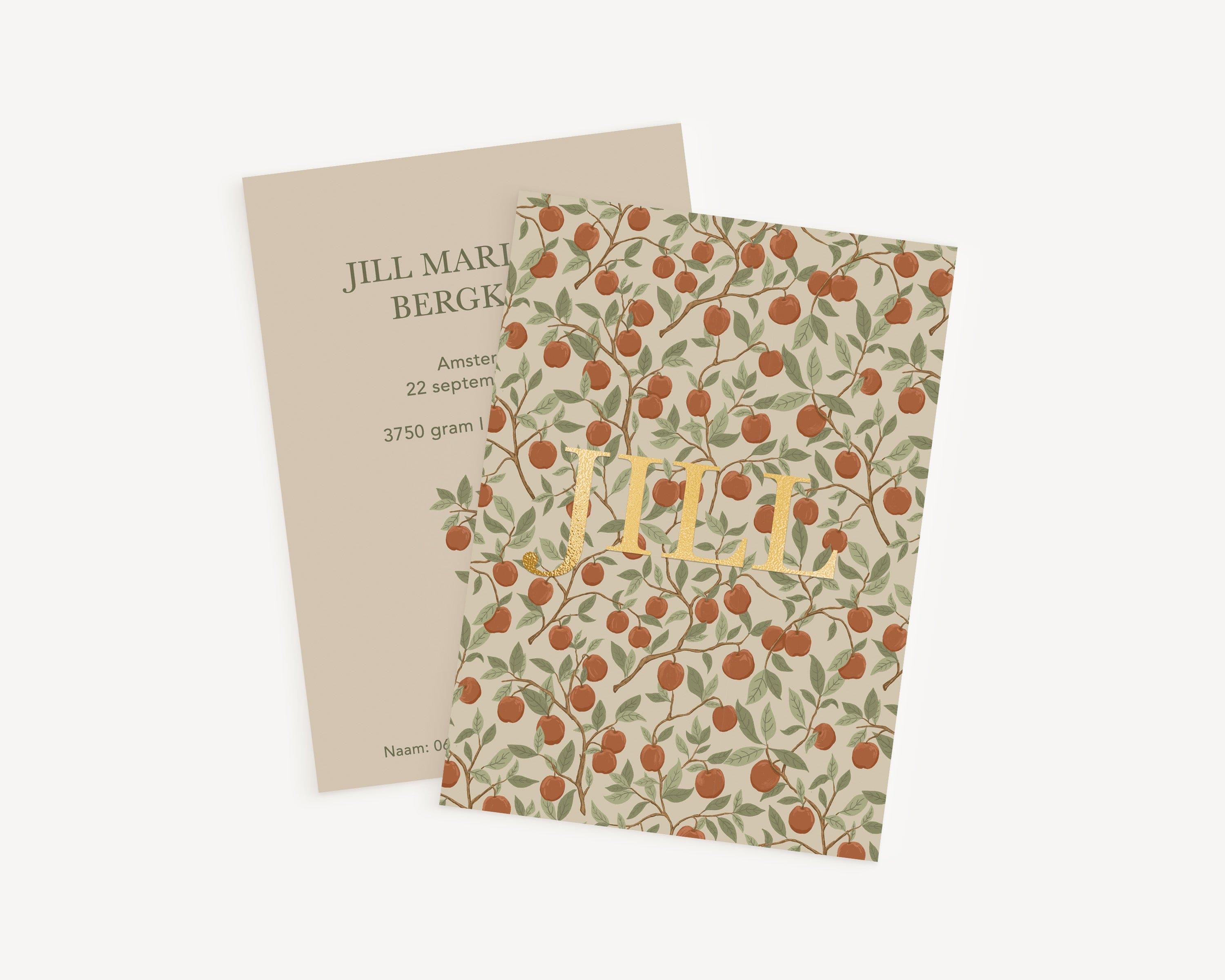 Birth announcement card with apples