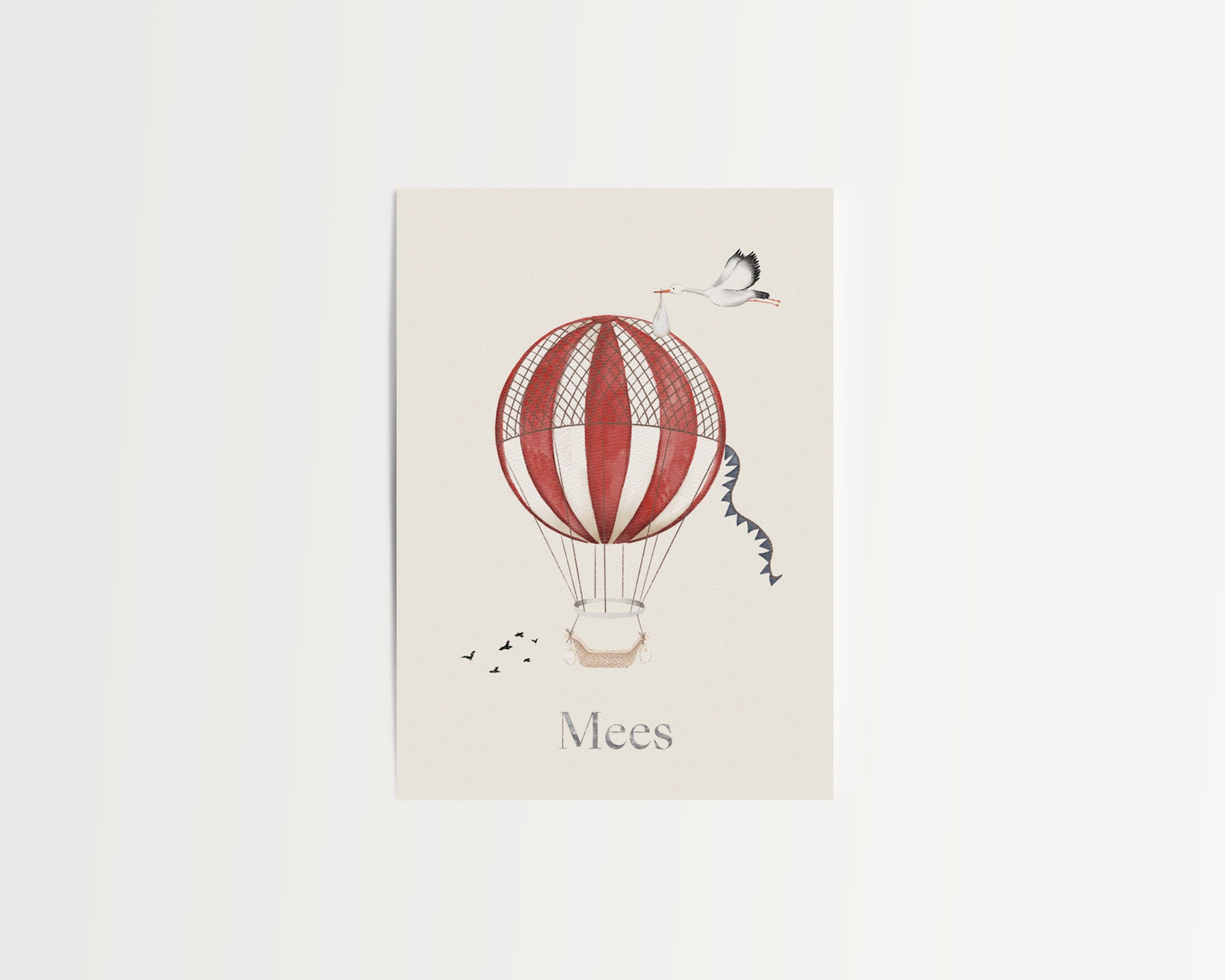 Birth announcement balloon card
