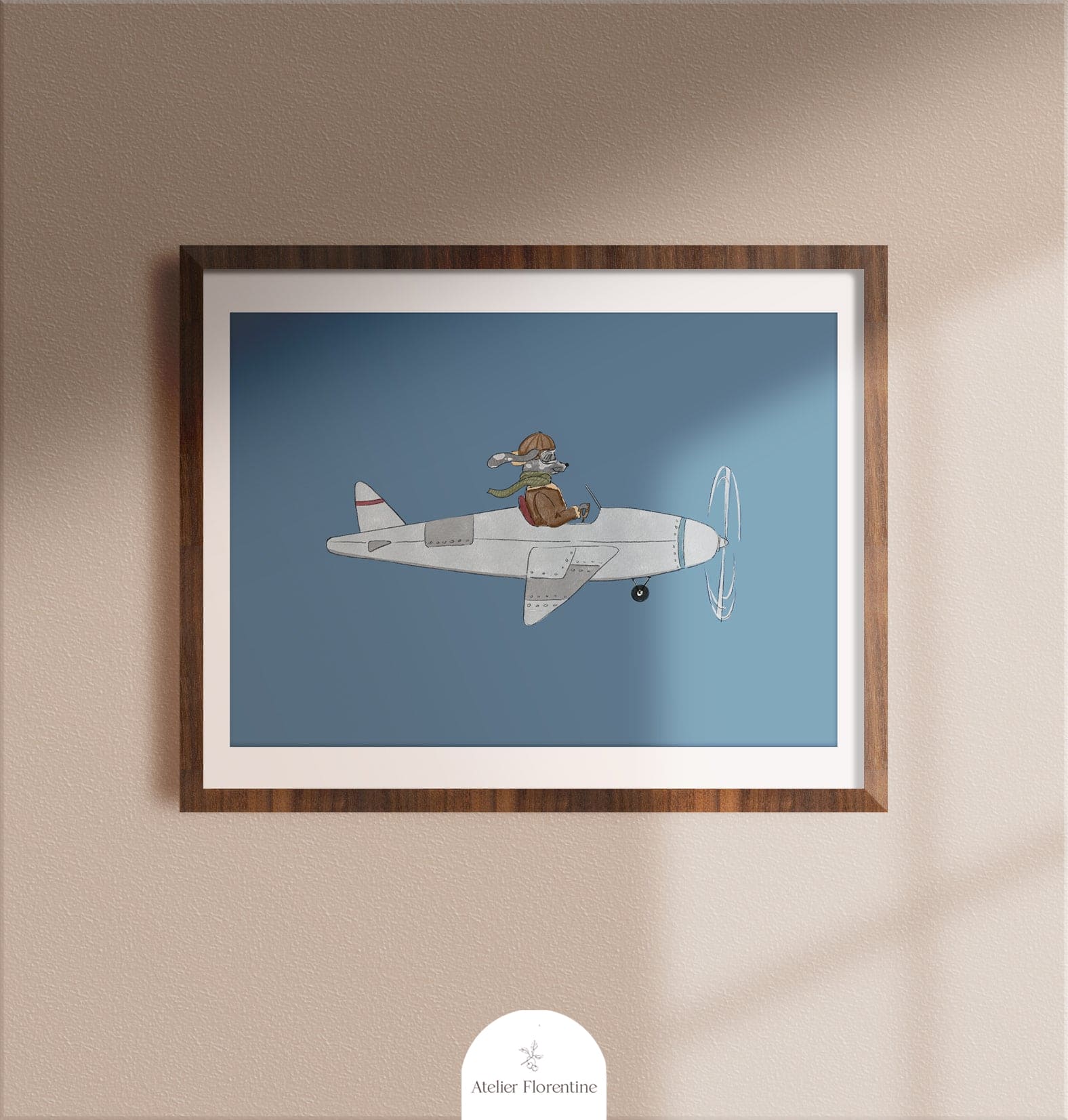 Poster Dog in airplane