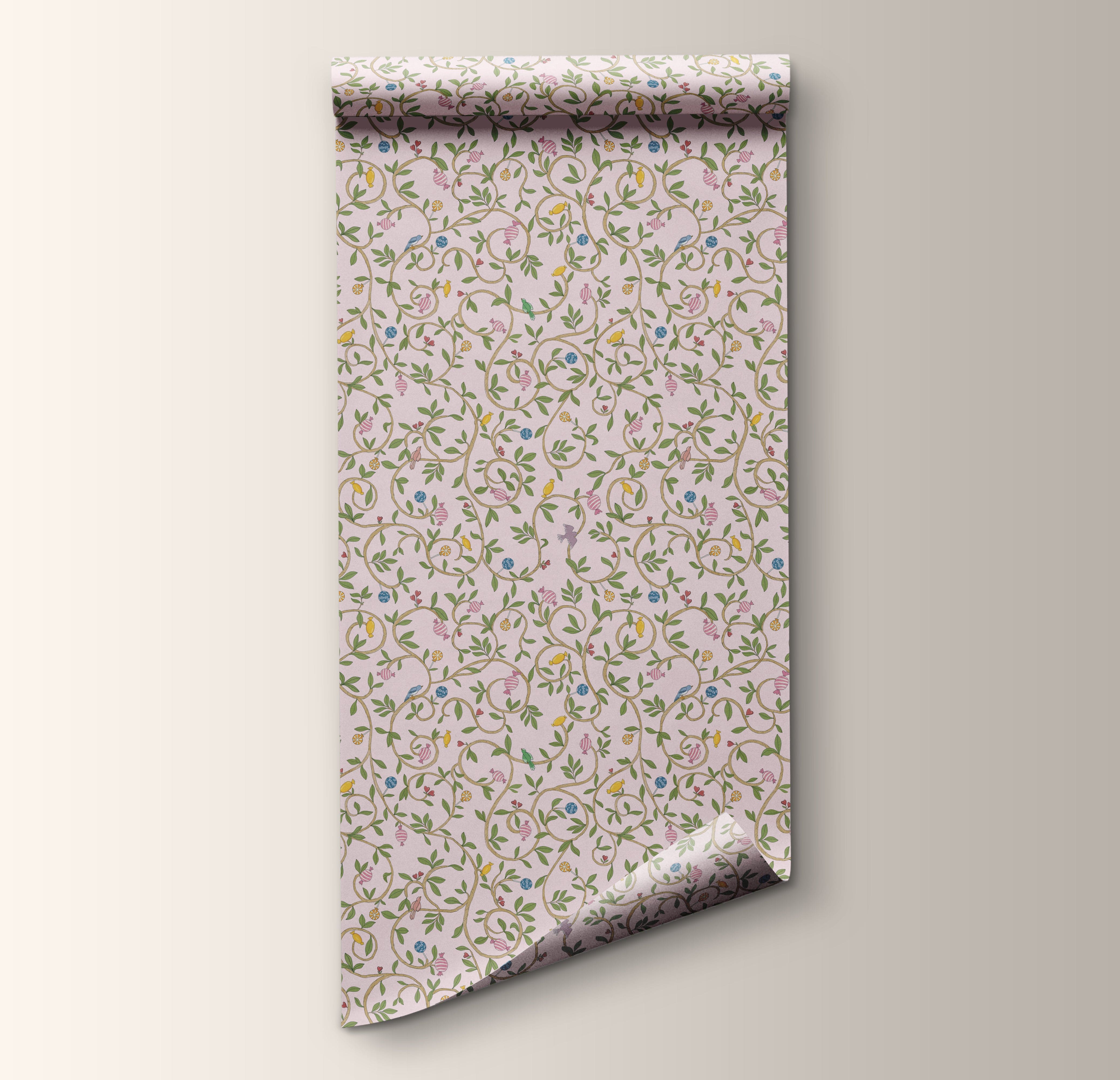 Children's wallpaper candy pink girls nursery room decoration kids