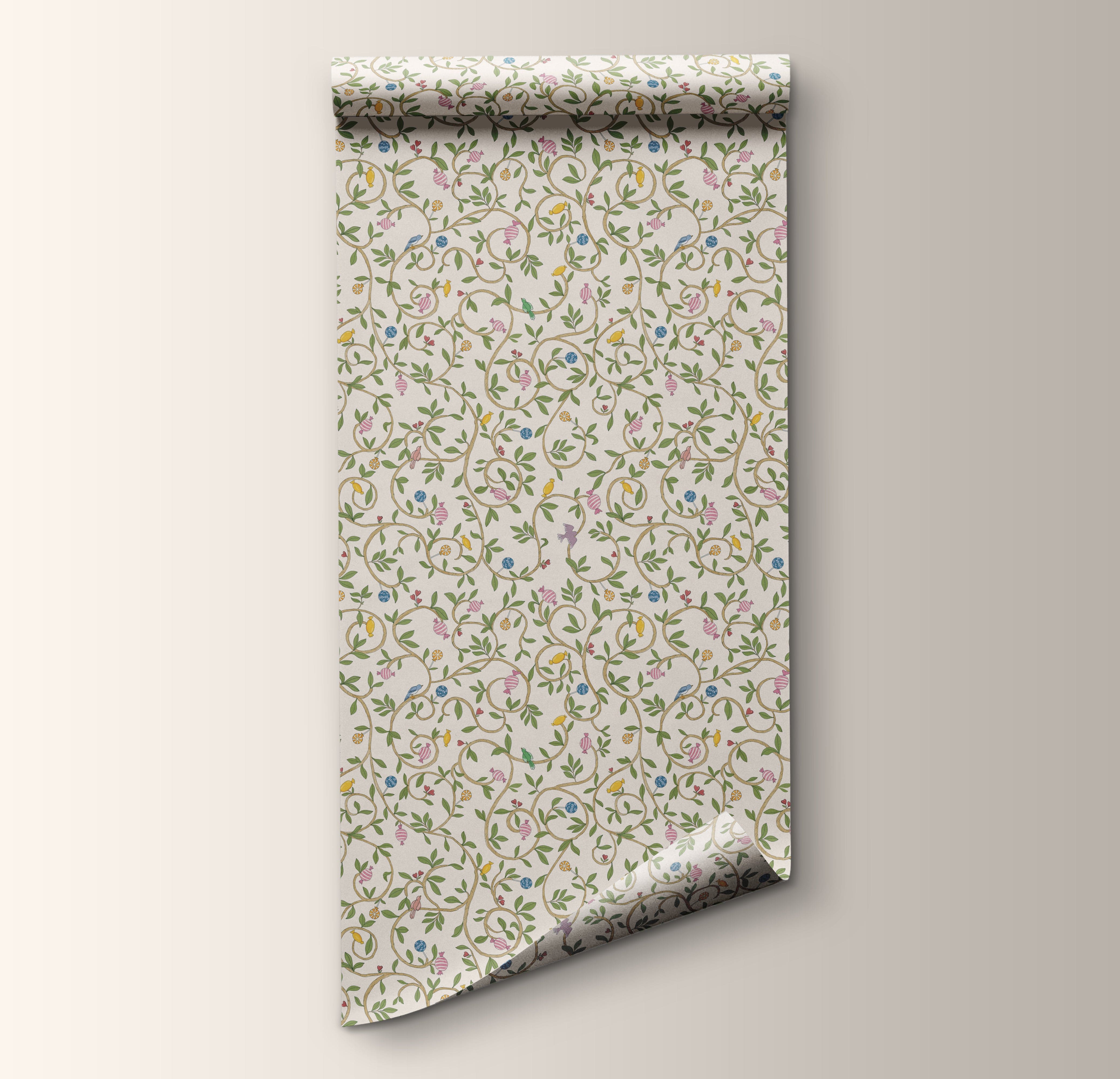 Wallpaper for kids, nursery, candy, girls room, children's wallpapers, sweet, peel & stick, vinyl, non-woven