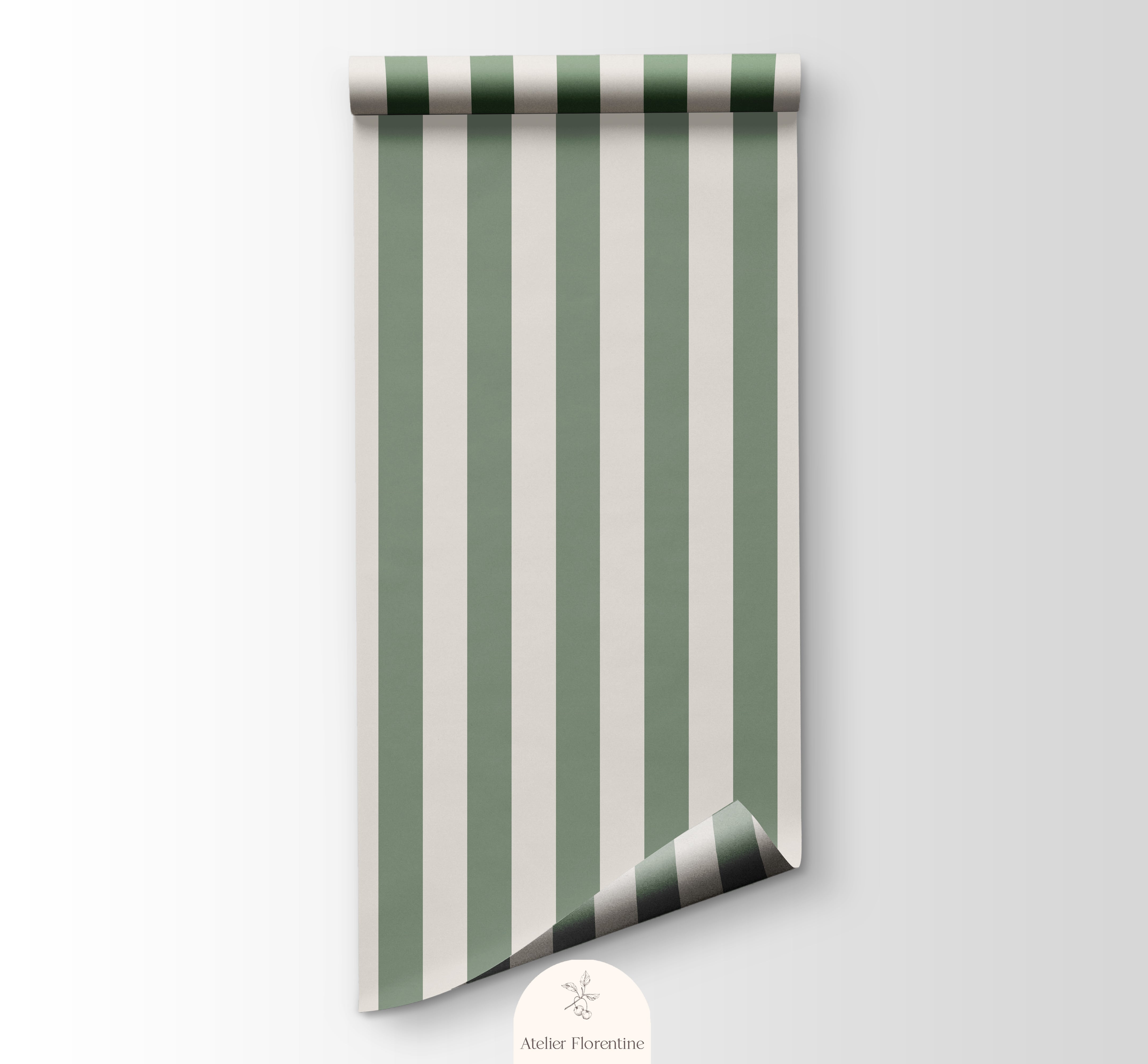 Children's wallpaper striped green, removable wallpaper stripes kids